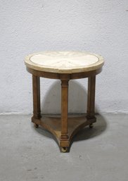 Round Side Table With Marble Inset Top