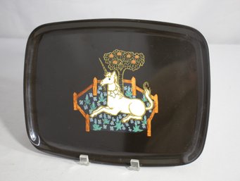Vtg 1950's UNICORN Rests In A Garden Serving Tray Couroc Monterey California USA  9'x 13.5'