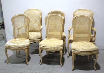 Set Of 6 Vintage French Provincial Cane Back Dining Chairs