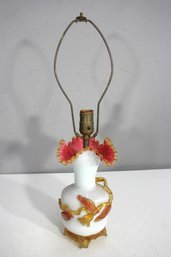 Antique 22' Hand-Blown Murano Art Glass Lamp  Ruffled Rim & Applied Details (Rewiring Needed)