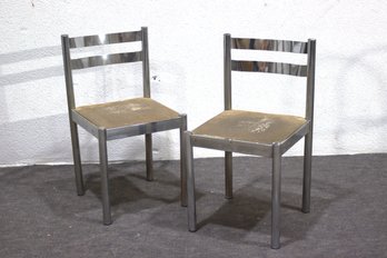 Pair Of Vintage Chrome Dining Chairs  Modern Industrial Style (Restoration Project)