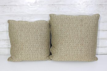 Set Of 2 Neutral Textured Throw Pillows  Woven Pattern  16' X 16'