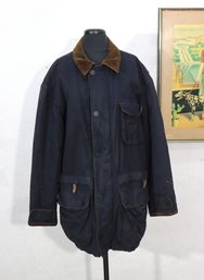 Vintage Banana Republic Field Jacket  Size Large  Waxed Style Canvas Coat W/ Corduroy Collar