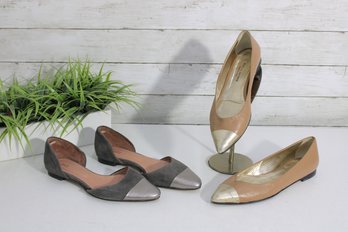 #74-Lot Of 2 Womens Flats  Andrea Carrano Made In Italy Size 41 & J. Jill Size 9  Pointed Toe Shoes