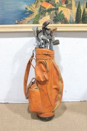 Vintage Mixed Golf Club Set W/ Yamaha Leather Bag  Drivers, Irons, Woods  Classic Collection