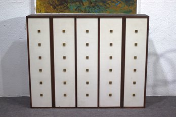 Vintage Mid-Century Modern Wall Cabinet  Unique Geometric Design & Ample Storage