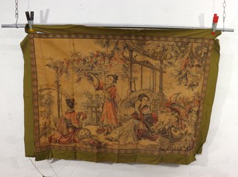 #34-Vintage Asian Tapestry Panel  44' X 62'  Worn Condition