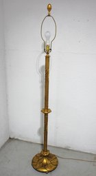Vintage Gold Floor Lamp With Leaf Motif Base