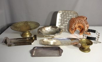 'Mixed Lot Of Decorative Metalware - Brass, Silver-Plated, And Copper Pieces'