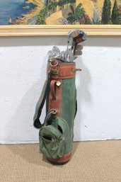 Vintage Hunter Golf Bag W/ Mixed Golf Clubs  Woods, Irons & Putters  Classic Estate Set