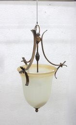 Z-Lite Hanging Pendant Light Fixture W/ Specialty Frosted Shade  27.5' H X 16' W  Bronze Tone