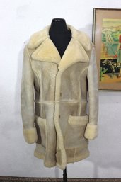 Vintage Saint Michel Mens Shearling Sheepskin Coat  Size 42  Heavy Real Shearling Fur Lined Winter Jacket