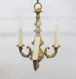 Vintage Brass 4-Light Hanging Chandelier  Ornate Scroll Arms  15' H X 11' W