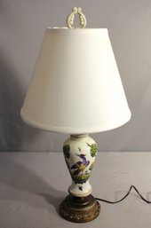 Classic Hand-Painted Porcelain Table Lamp With Bird Motif