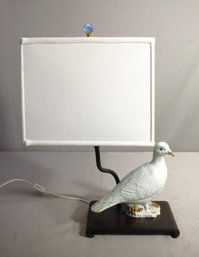 Vintage Ceramic Bird Table Lamp With Blue Sapphire Finial