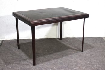 Vintage Cosco Folding Table  Wood & Vinyl Top, Sturdy Metal Frame