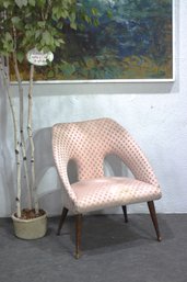 Vintage Mid-Century Modern Accent Chair  Sculptural Cutout Design & Tapered Legs