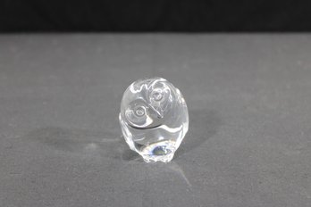 Steuben Crystal Owl Figurine Signed Clear Art Glass Paperweight 2.5'H