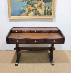 Antique Style Writing Desk W/ Gallery & Drawers  33.5'H X 50.5'W X 25.5'D  Solid Wood