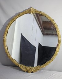 Ornate Victorian Gilded Round Wall Mirror'