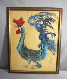 Rooster Oil Painting By Pera Martir, 1964'