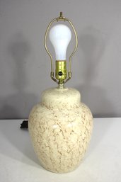 Vintage 19' Marbleized Ceramic Table Lamp  Neutral Beige Crackle Finish