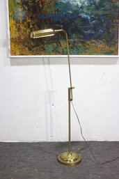 Vintage Brass Adjustable Pharmacy Floor Lamp  Elegant Mid-Century Lighting