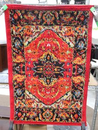 Surya Medallion Accent Rug  2' X 2'11'  Red/Black Distressed Oriental Style