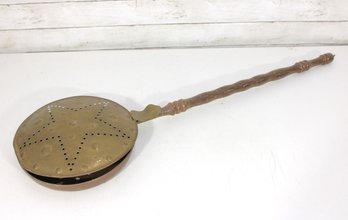 Antique Victorian Copper & Brass Bed Warmer 11' Round