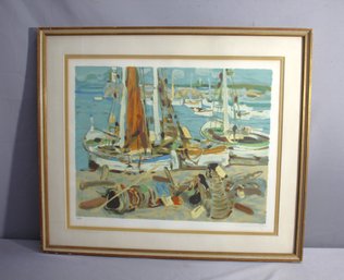 Signed Vibrant Harbor Scene Limited Edition Art Print