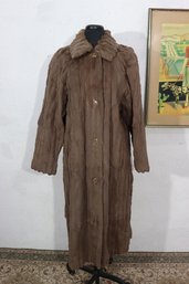 Vintage French Dyed Rabbit Fur Coat  Size Medium  Soft Brown Full-Length Luxury