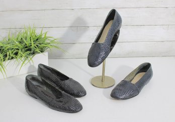 #85-Maraolo Black & Blue Woven Leather Flats  Classic Low Profile  Size 7B