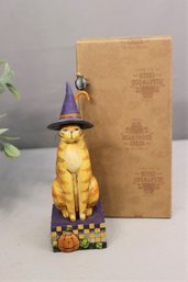 Jim Shore Kitty In A Witch Hat Statue