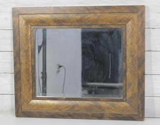 Rustic Wood Framed Wall Mirror  Textured Grain Frame  17' X 20'