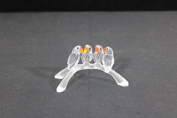 Swarovski Crystal Lovebirds Figurine #199123 Clear Birds On Branch 2' H