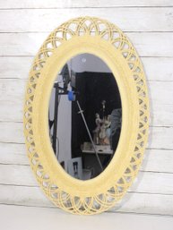 Vintage Oval Wicker/Rattan Look Wall Mirror  30'H X 18.5'W  Decorative Lattice Frame