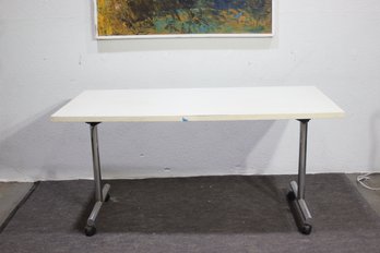 Folding Table With Chrome Legs & Locking Casters  Functional & Space-Saving- 3 Of 3