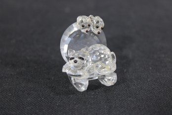 Swarovski Crystal Cat On Chair With Kittens Figurine Clear Crystal 1.5' H