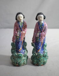 Pair Of Vintage Hand-Painted Porcelain Figurines