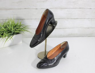 #90-Robert Clergerie Black Leather Pumps  Made In France  Block Heel  Size 6
