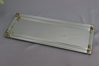 Vintage Mirror Dresser Vanity Tray Lucite And Brass