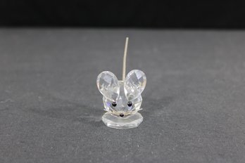 Swarovski Crystal Mouse Figurine Small Clear Faceted Crystal W/ Metal Tail 1.5'