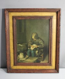 Vintage Framed Print Of Boy With His Dog
