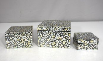 Large Mosaic Mother Of Pearl Inlay Decorative Box  5'x5' Trinket Or Jewelry Storage