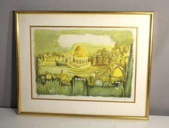 Limited Edition Lithograph By Joseph Kossonogi - Jerusalem Cityscape