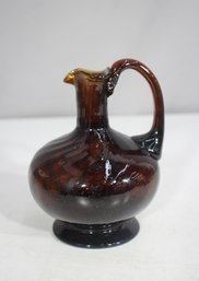 Vintage Hand-Blown Amber Swirl Art Glass Pitcher  6' Tall