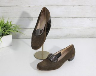 #94-Salvatore Ferragamo Brown Suede Loafers  Classic Buckle Pumps  Womens Size 8