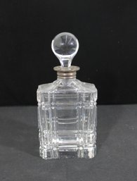 Ralph Lauren Glen Plaid Crystal Decanter W/ Silver Plate Collar & Stopper 10' H