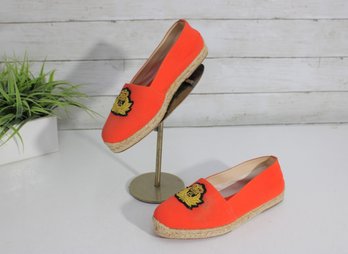 #95-Christian Louboutin Orange Canvas Galia Espadrille Flats Size 37