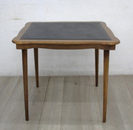Vintage Folding Square Card Table With Vinyl Top  29.5'h X 32.5'w X 32.5'd